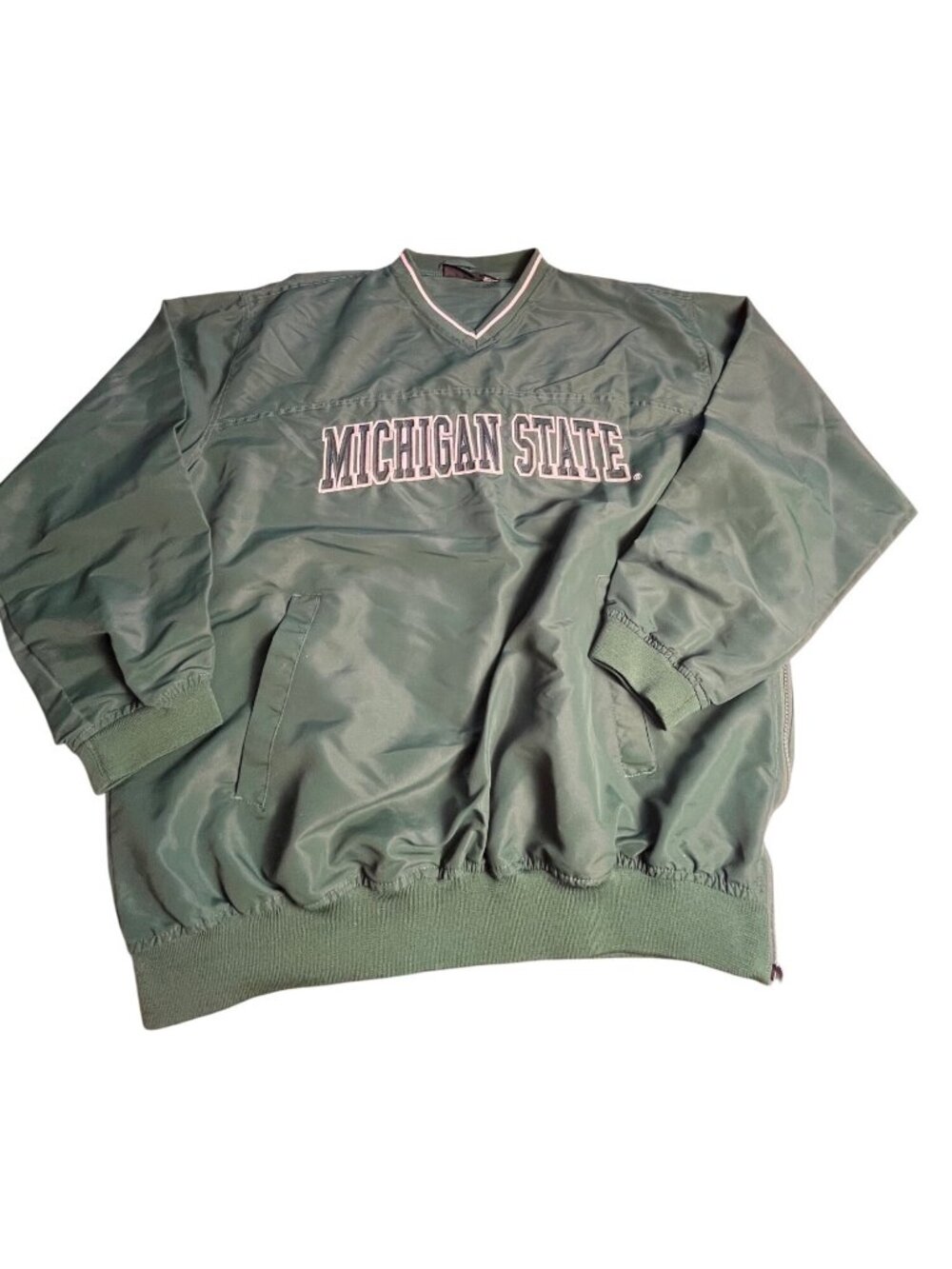 Michigan State Spartans J2 Sport men L Green V-Neck Pullover Windbreaker Jacket
